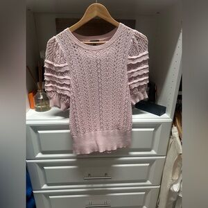 Express Light Pink Lace Knit Top
